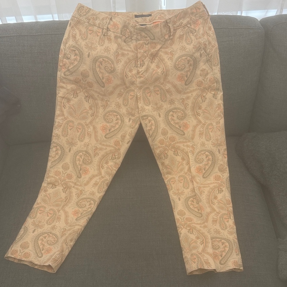 Tommy Hilfiger Paisley Crop Pants in Cream and Peach
